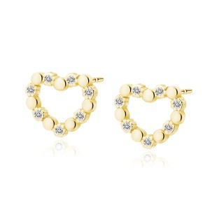 Cercei inima placati cu aur galben din argint cu pietre DiAmanti Z1812EG_W-DIA (Argint 925‰ 1 g.)